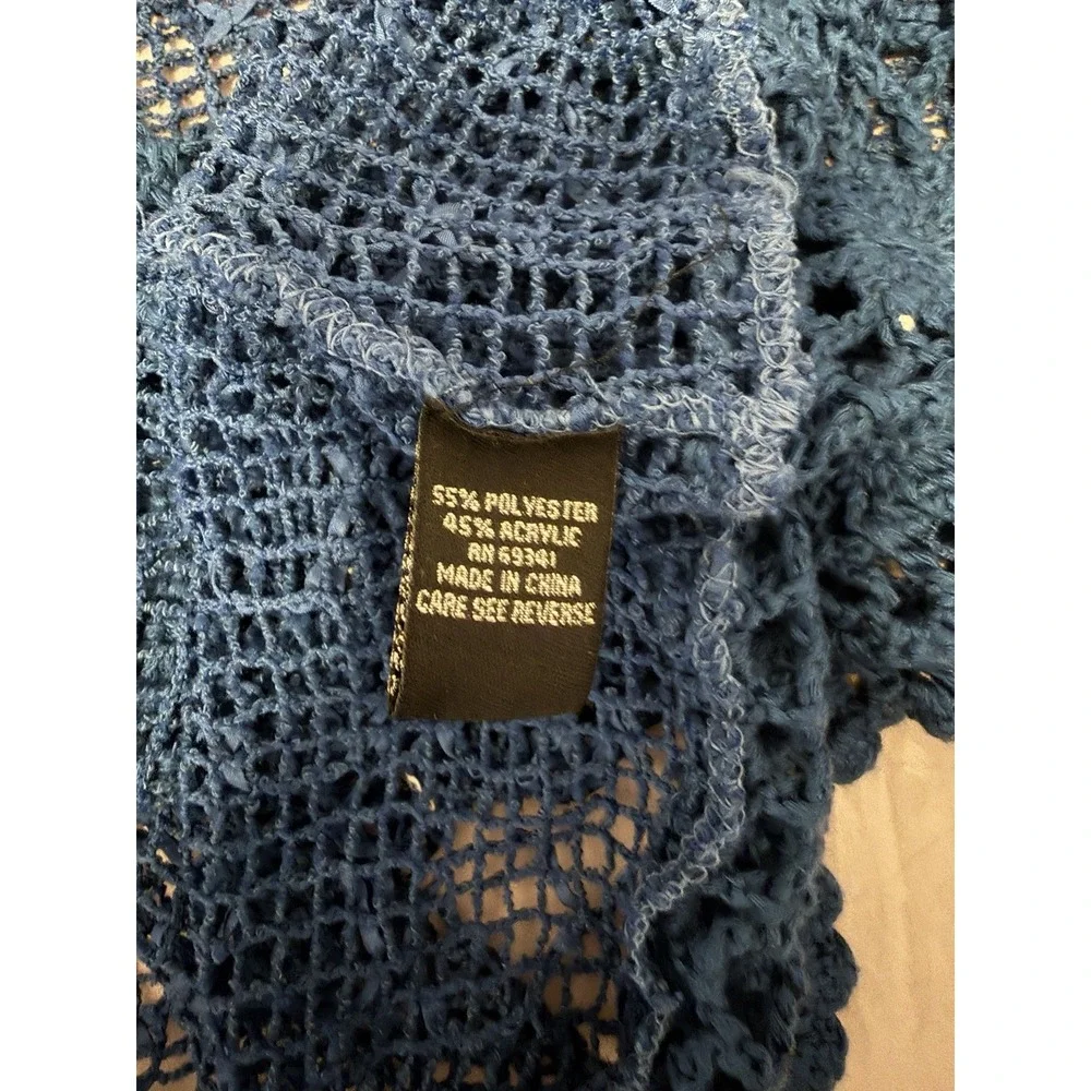 Women's Blue Crochet Lace Blouse Size Large